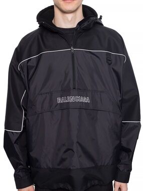 Balenciaga 80s Logo Black Windbreaker Nylon Jacket